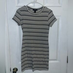 Black, white, and gray striped bodycon dress